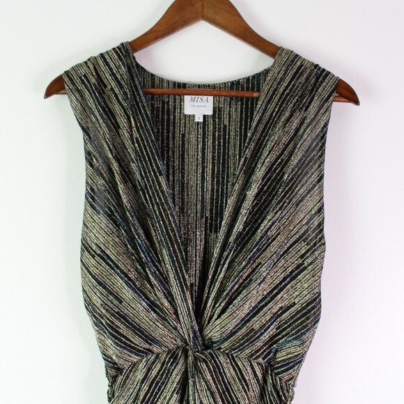 Misa Los Angeles Ava Metallic Stripe Midi Dress Size S - Picture 3 of 12